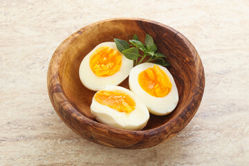 Boiled chicken egg for breakfast