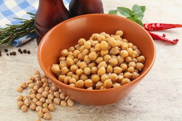 Boiled chickpea in the bowl