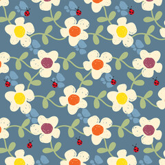 set natural flower pattern background four