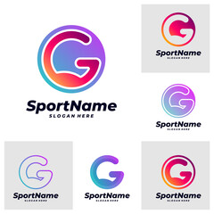 Set of Letter G Logo Design Template. Initial G logo concept vector. Creative Icon Symbol