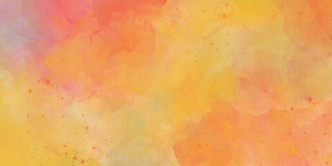 Abstract Hand Painted Orange Watercolor Background