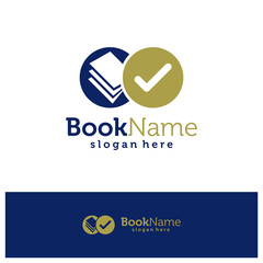 Book check Logo Design Template. Book check logo concept vector. Creative Icon Symbol