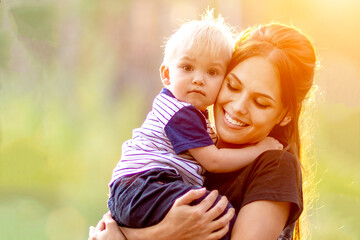 Portrait of mother and little son