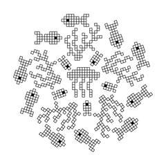 Sea mandala, coloring page for kids. Stylized algae and fish. Vector Illustration