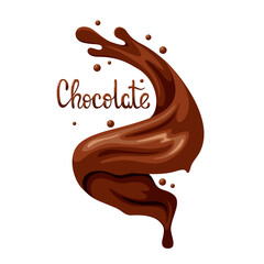 Chocolate wave on a white background. Cartoon design.