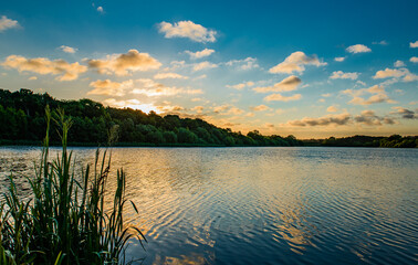 sunset over the lake