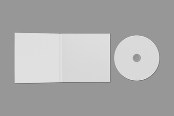 Blank CD and CD case mock up set. Clipping path included for easy selection. cd dvd cover album design template mockup isolated on white background. 3d rendering.