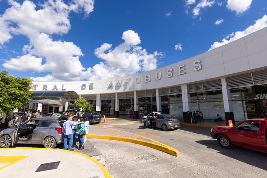 Leon, Guanajuato, Mexico, April 22, 2022: Central bus station in Leon servicing intercity connections to Mexican destinations