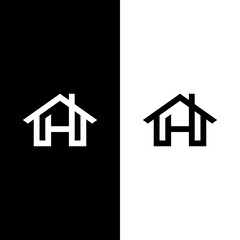 letter H house real estate logo design icon template. modern home with letter H vector illustration