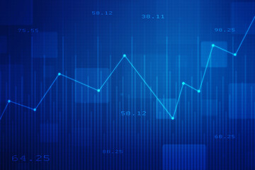 Business Growth graph on technology background, Futuristic raise arrow chart digital transformation abstract technology background. Big data and business growth currency stock and investment economy