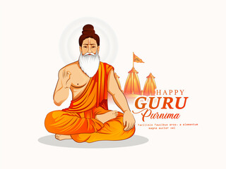 Creative vector Illustration for the Day Guru purnima Day Of Honoring Celebration Guru Purnima. - obrazy, fototapety, plakaty