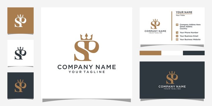 SP or PS initial letter logo design with crown icon vector.