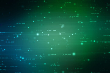 Binary Code Background, Digital Abstract technology background, flowing number one and zero text in binary code format in technology background. Internet Big data Concept