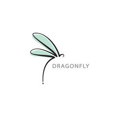 Beautiful Logo dragonfly vector - obrazy, fototapety, plakaty