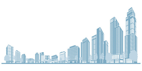 街並みの影のイラスト. © keko-ka