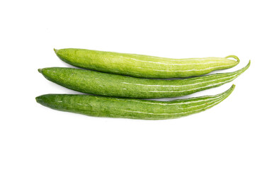 Three Snake gourd isolated on white background.