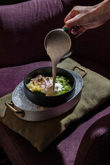 Meat okroshka with kefir
