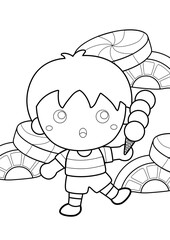 Little kids candy land coloring pages A4 for kids and adult