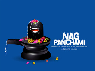 Fototapeta illustration for Indian festival nag Panchami with hindi Calligraphy of (nag panchami) snakes festival, kite obraz