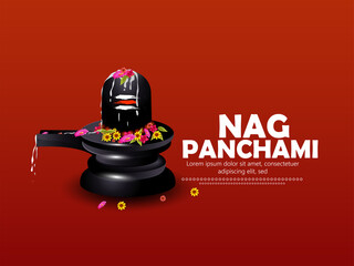 Fototapeta illustration for Indian festival nag Panchami with hindi Calligraphy of (nag panchami) snakes festival, kite obraz