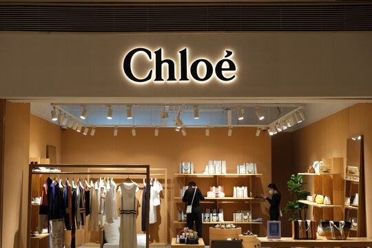 Shanghai,China-July 3rd 2022: front of Chloe retail store and customers inside. Luxury brand