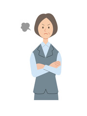 腕組みをして怒るミドルビジネスウーマン