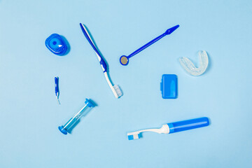 An indispensable set for deep and thorough cleaning of the oral cavity. Equipment for cleaning braces and plaque from teeth. Necessary tools for brushing teeth.