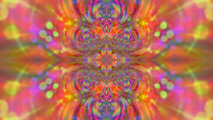 Abstract multicolored fractal neon kaleidoscope background.