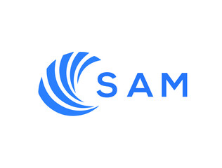 SAM Flat accounting logo design on white background. SAM creative initials Growth graph letter logo concept. SAM business finance logo design.
