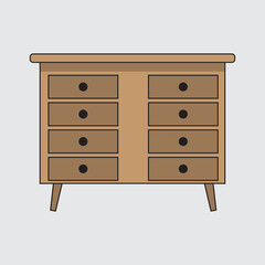wooden cabinet isolated on grey background 