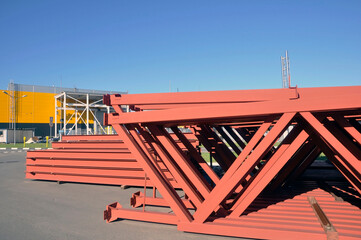 Warehousing of finished metal structures for subsequent installation.