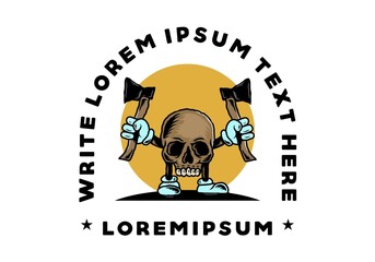 Skull holding two ax illustration design