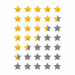 Star rating, customer feedback icon vector in gold color