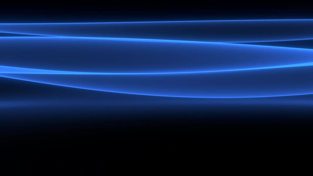 Looped animation. Abstract colorful wavy background in blue on black backdrop. Modern colorful wallpaper. 3d rendering.