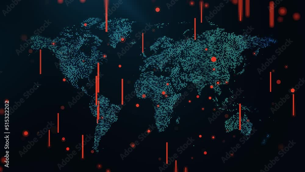 Poster world map abstract blue global technology digital background. digital futuristic world map with fall