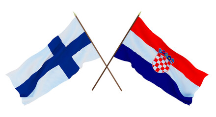 Background for designers, illustrators. National Independence Day. Flags Finland and Croatia