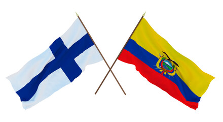 Background for designers, illustrators. National Independence Day. Flags Finland and Ecuador
