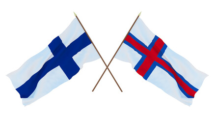 Background for designers, illustrators. National Independence Day. Flags Finland and Faroe Islands