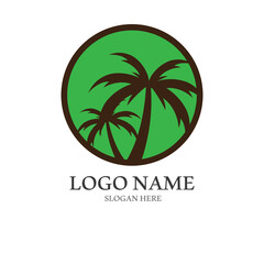 Obraz premium Palm tree summer logo template