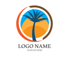 Fototapeta premium Palm tree summer logo template