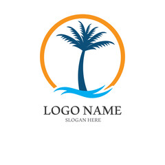 Palm tree summer logo template