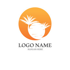 Palm tree summer logo template