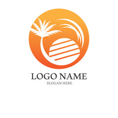 Palm tree summer logo template