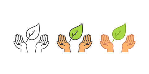 leaf and hand, care nature icon vector. Ecology and environment related illustration concept
