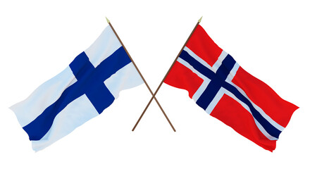 Background for designers, illustrators. National Independence Day. Flags Finland and Norway