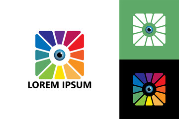 Colorful eye vision logo template design vector