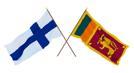 Background for designers, illustrators. National Independence Day. Flags Finland and Shri-Lanka