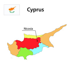 Map with borders and flag of Cyprus.