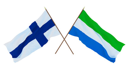 Background for designers, illustrators. National Independence Day. Flags Finland and Sierra-leone