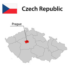 Map with borders and flag of Czech Republic.